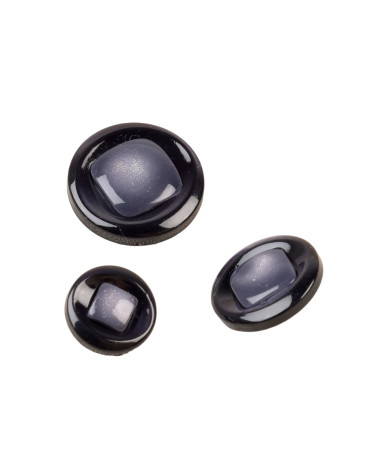 Set of 6 round buttons with dark gray shank