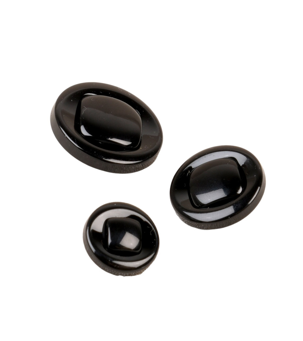 Lot de 6 boutons rond à queue gris anthracite