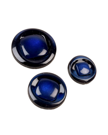 Lot de 6 boutons rond à queue bleu marine