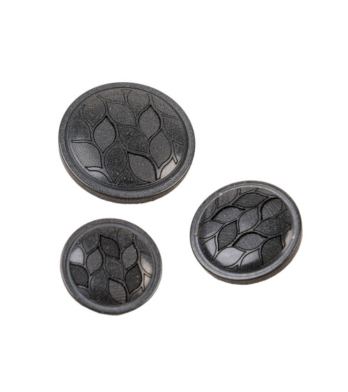 Set of 6 round buttons with anthracite gray leaf shank