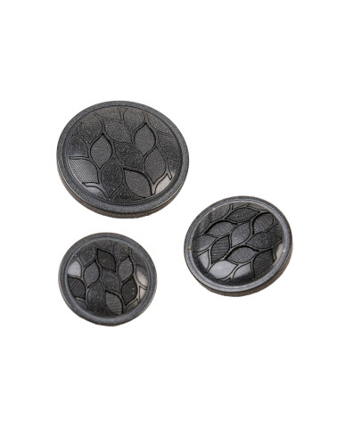 Lot de 6 boutons rond à queue feuilles gris anthracite