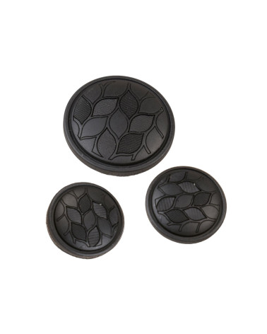 Set of 6 round black leaf tail buttons