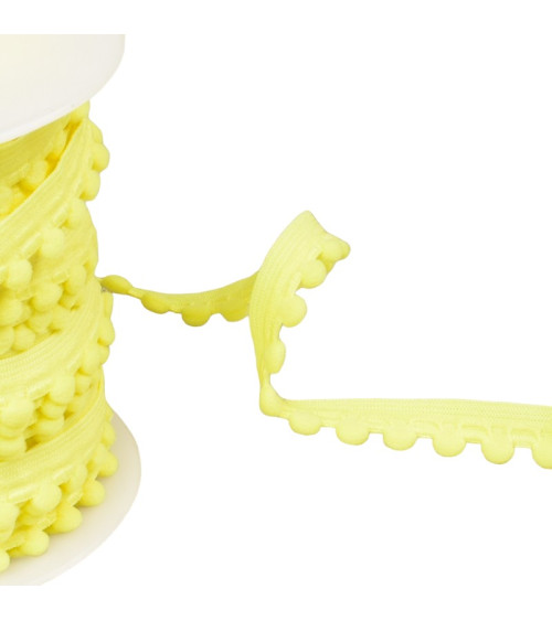 Bobine 25m élastique à pompons jaune 13mm