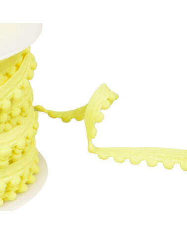 Bobina da 25 m di elastico con pompon gialli da 13 mm