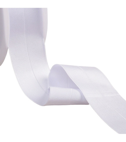 Pre-folded satin elastic 45mm white by the meter