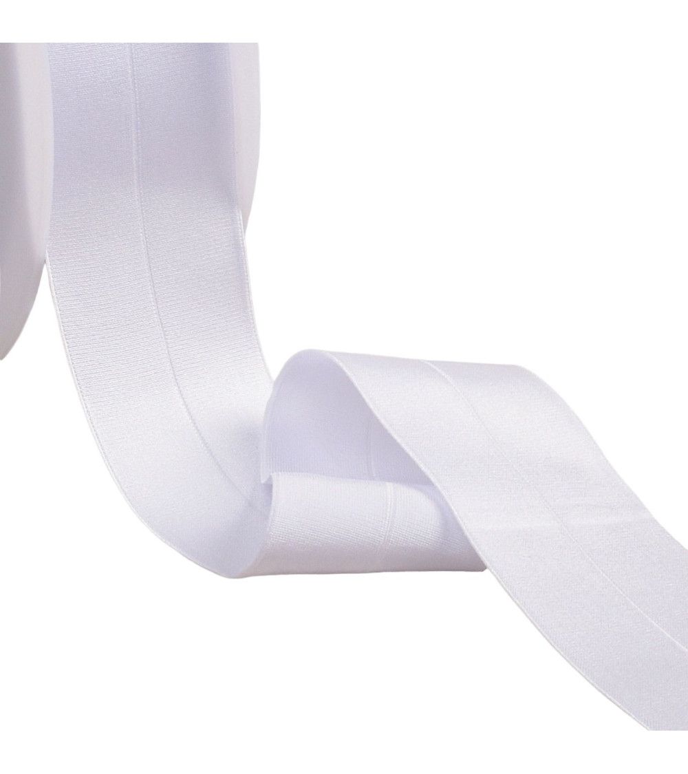 Pre-folded satin elastic 45mm white by the meter