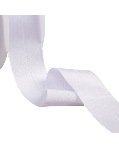 Pre-folded satin elastic 45mm white by the meter