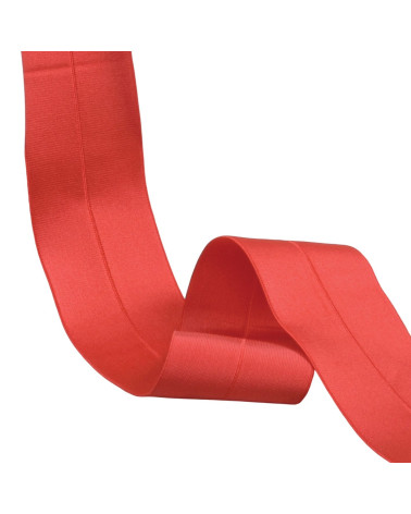 Vorgefaltetes Satin-Gummiband, 45 mm, rot, Meterware