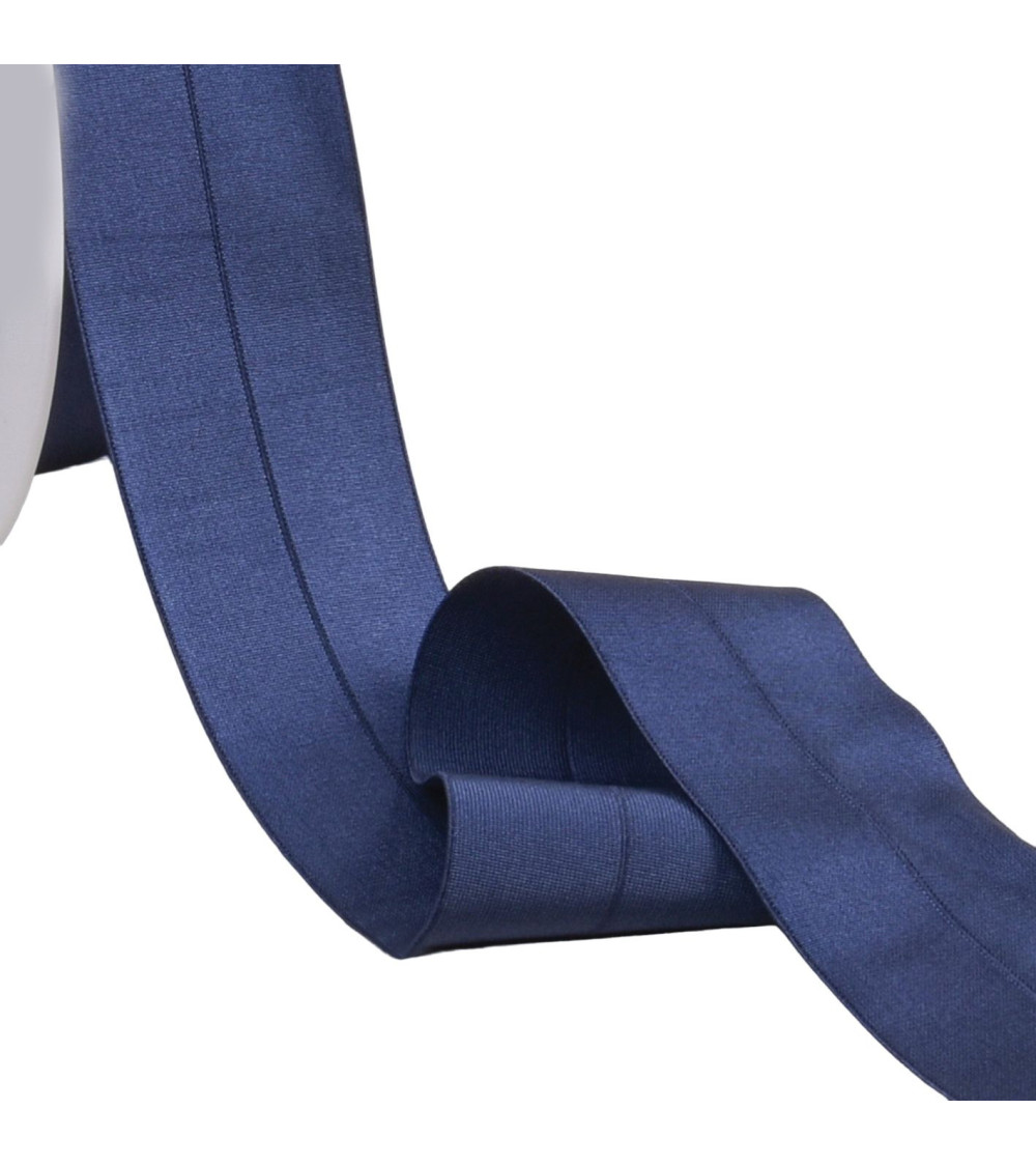 Pre-folded satin elastic 45mm navy blue per meter