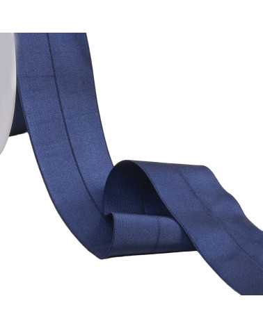 Vorgefaltetes Satin-Gummiband, 45 mm, Marineblau, pro Meter