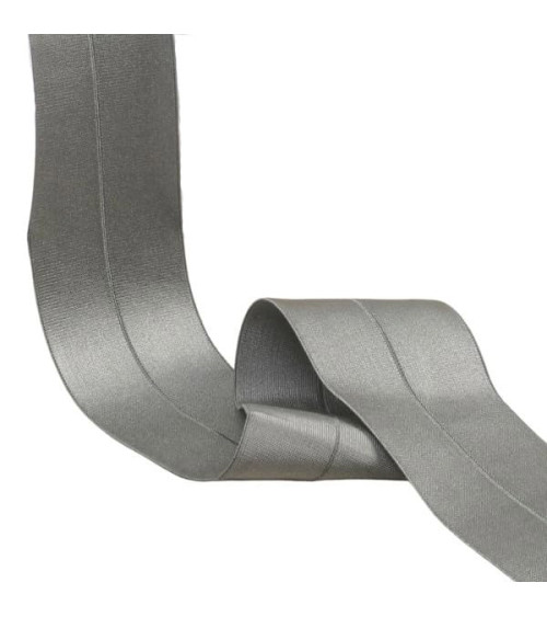 Pre-folded satin elastic 45mm medium gray per meter