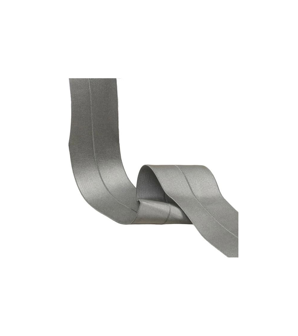 Vorgefaltetes Satin-Gummiband, 45 mm, mittelgrau, pro Meter