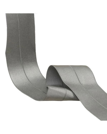 Vorgefaltetes Satin-Gummiband, 45 mm, mittelgrau, pro Meter
