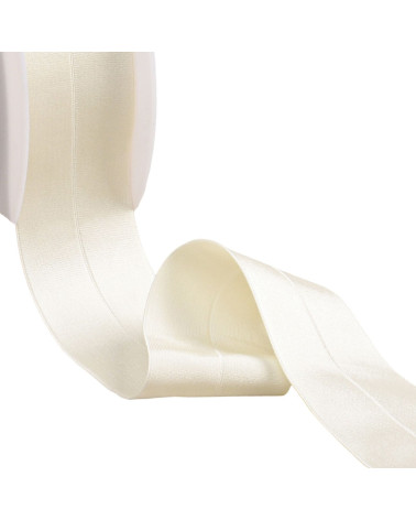 Pre-folded satin elastic 45mm ecru by the meter