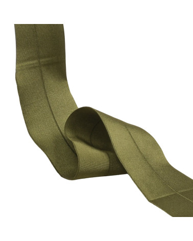 Pre-folded satin elastic 45mm khaki green by the meter