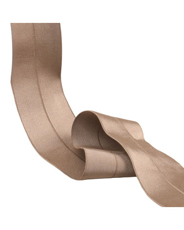 Elastique satiné pré-plié 45mm marron chocolat au mètre