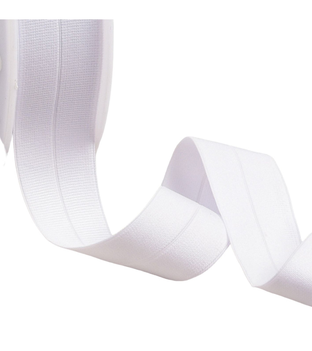 Pre-folded grosgrain elastic 30mm white by the meter