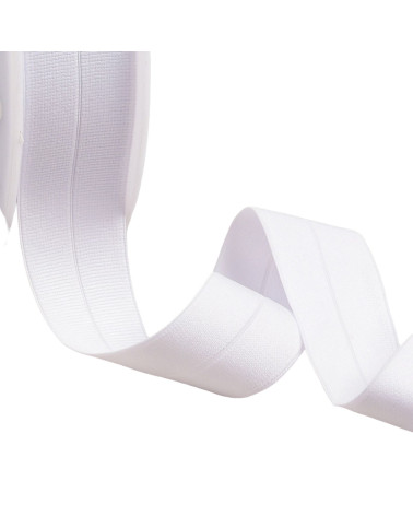 Pre-folded grosgrain elastic 30mm white by the meter