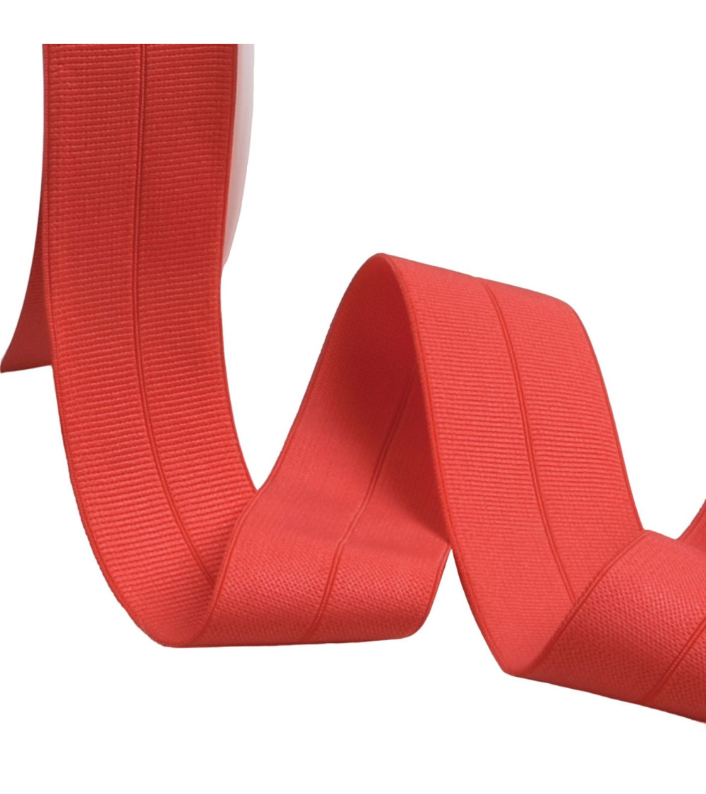 Pre-folded grosgrain elastic 30mm red by the meter
