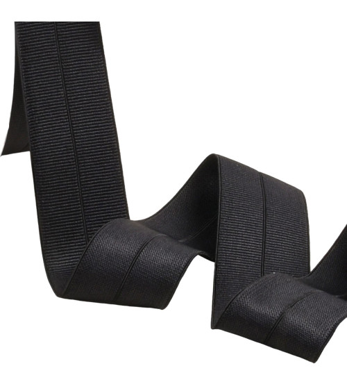 Pre-folded grosgrain elastic 30mm black by the meter
