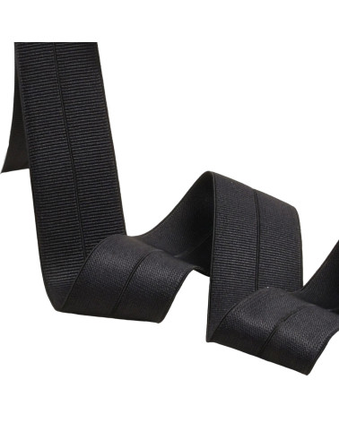 Pre-folded grosgrain elastic 30mm black by the meter