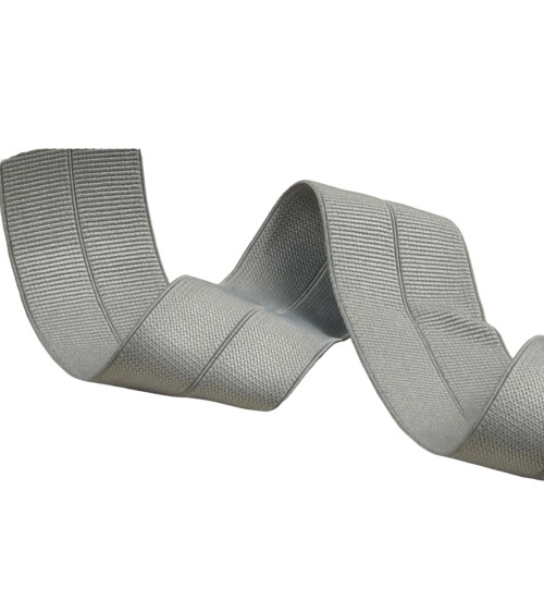Pre-folded grosgrain elastic 30mm medium gray per meter