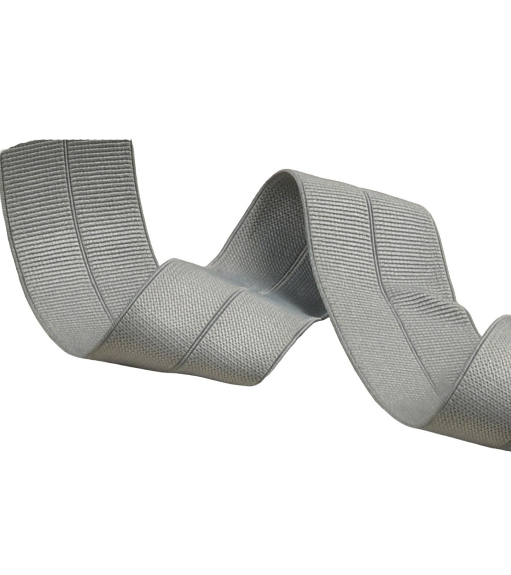 Pre-folded grosgrain elastic 30mm medium gray per meter