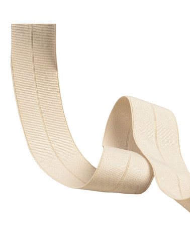 Vorgefaltetes Grosgrain-Gummiband, 30 mm, Ecru, Meterware