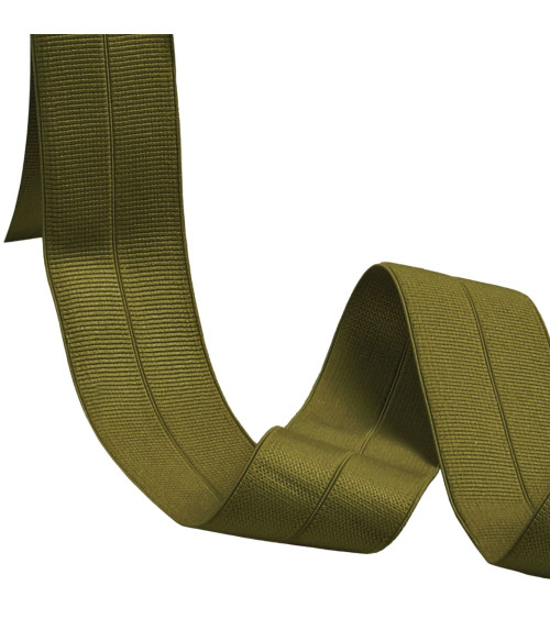 Pre-folded grosgrain elastic 30mm khaki green per meter