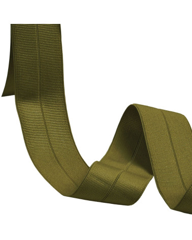 Pre-folded grosgrain elastic 30mm khaki green by the meter