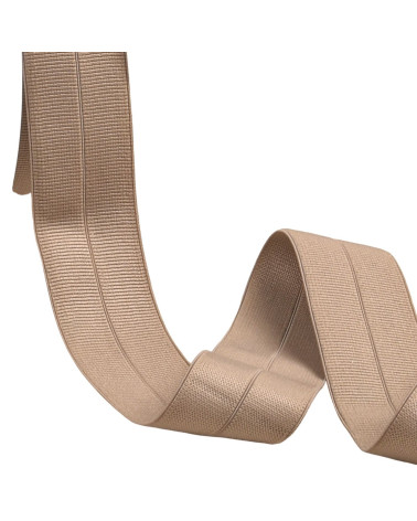 Pre-folded grosgrain elastic 30mm chocolate brown by the meter
