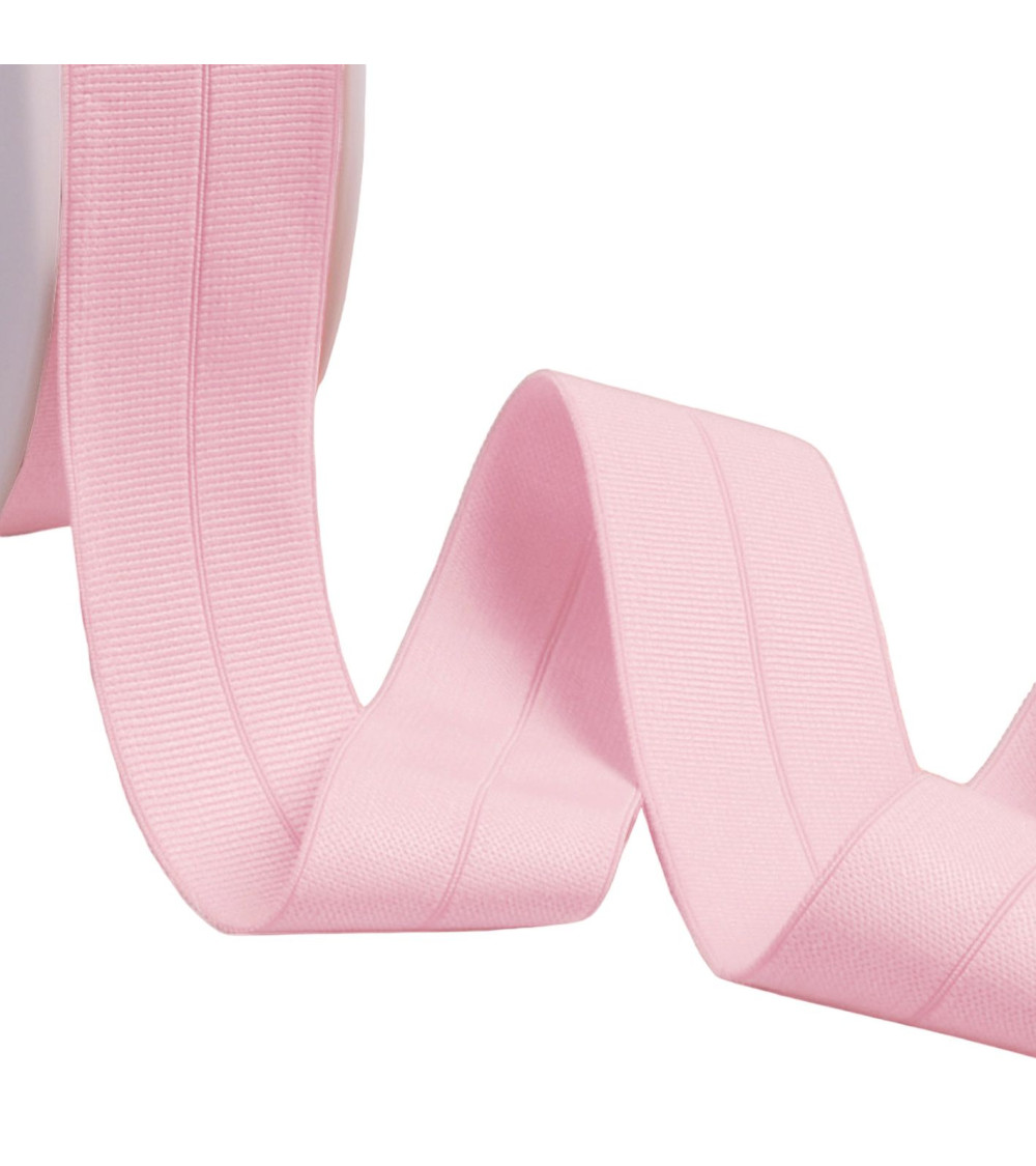 Pre-folded grosgrain elastic 30mm light pink per meter