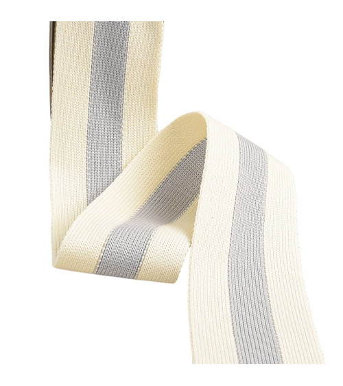 Two-tone stretch braid 40mm grey/ecru by the meter