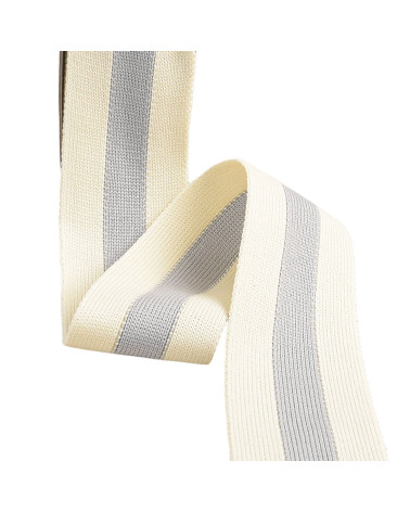 Two-tone stretch braid 40mm gray/ecru by the meter