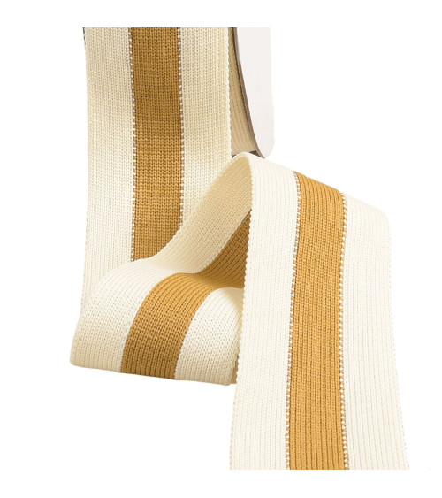 Two-tone stretch braid 40mm ecru mustard yellow per meter