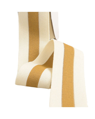 Two-tone stretch braid 40mm mustard yellow ecru by the meter