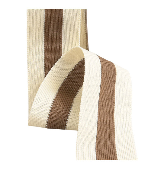 Two-tone stretch braid 40mm brown/ecru by the meter