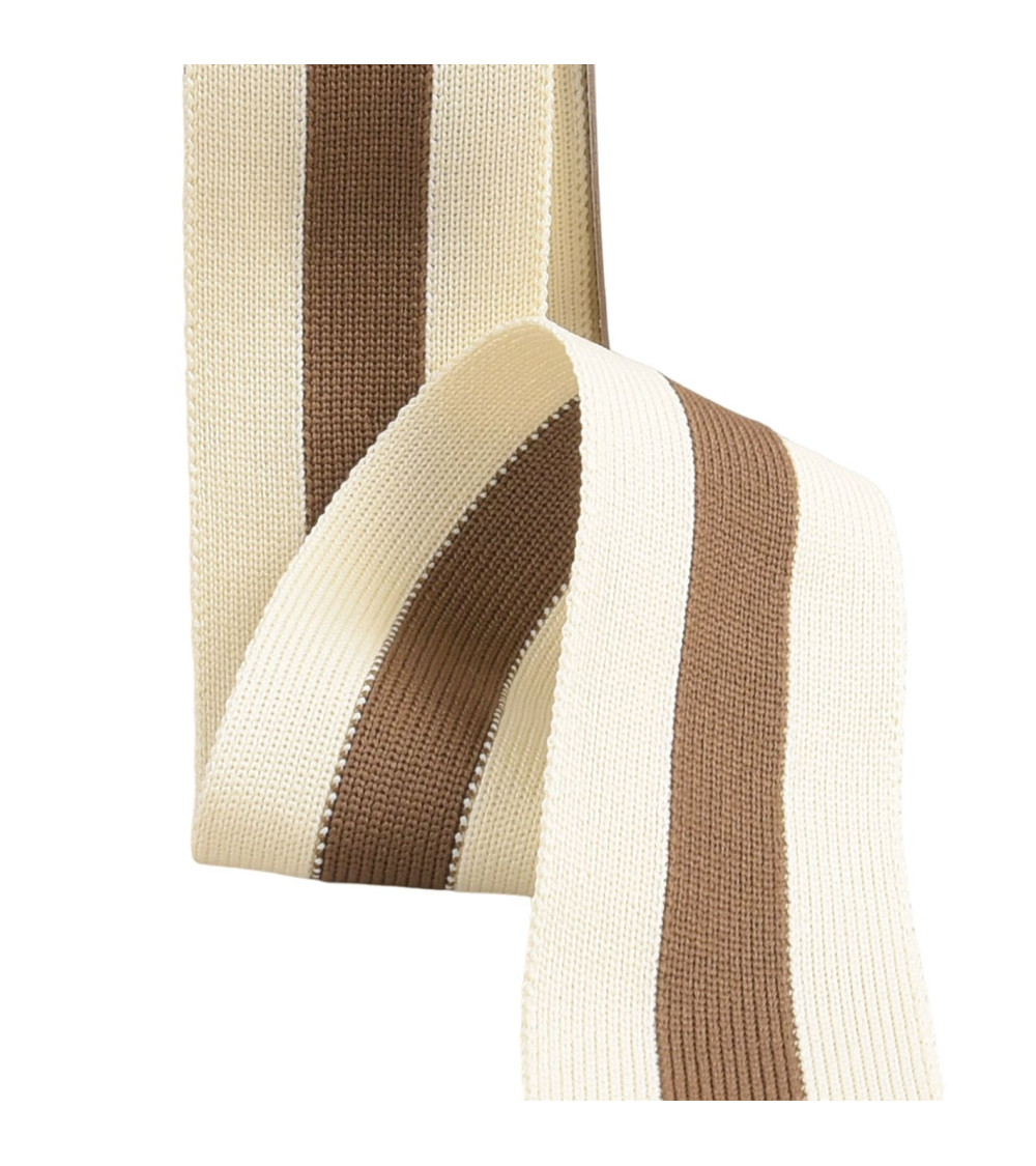 Two-tone stretch braid 40mm brown/ecru by the meter