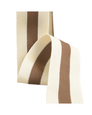 Two-tone stretch braid 40mm brown/ecru per meter