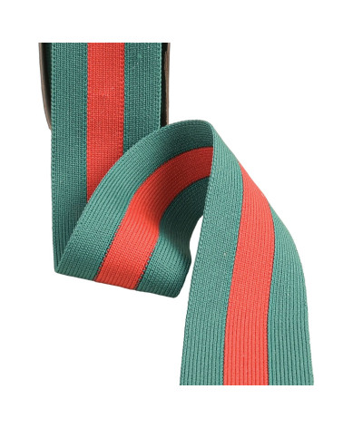Two-tone stretch braid 40mm green/red per meter