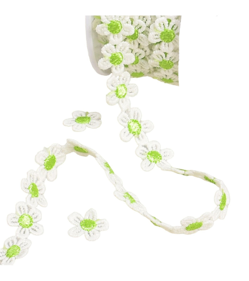 13.5m spool Guipure daisy 13mm white/anise