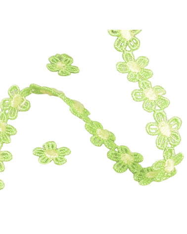 Bobine 13,5m Guipure marguerite 13mm anis/jaune