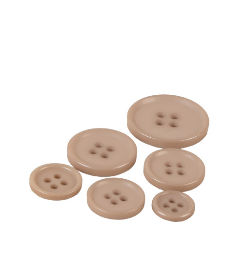 Set of 6 round buttons 4 holes classic beige