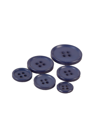 Set of 6 round buttons 4 holes classic navy blue