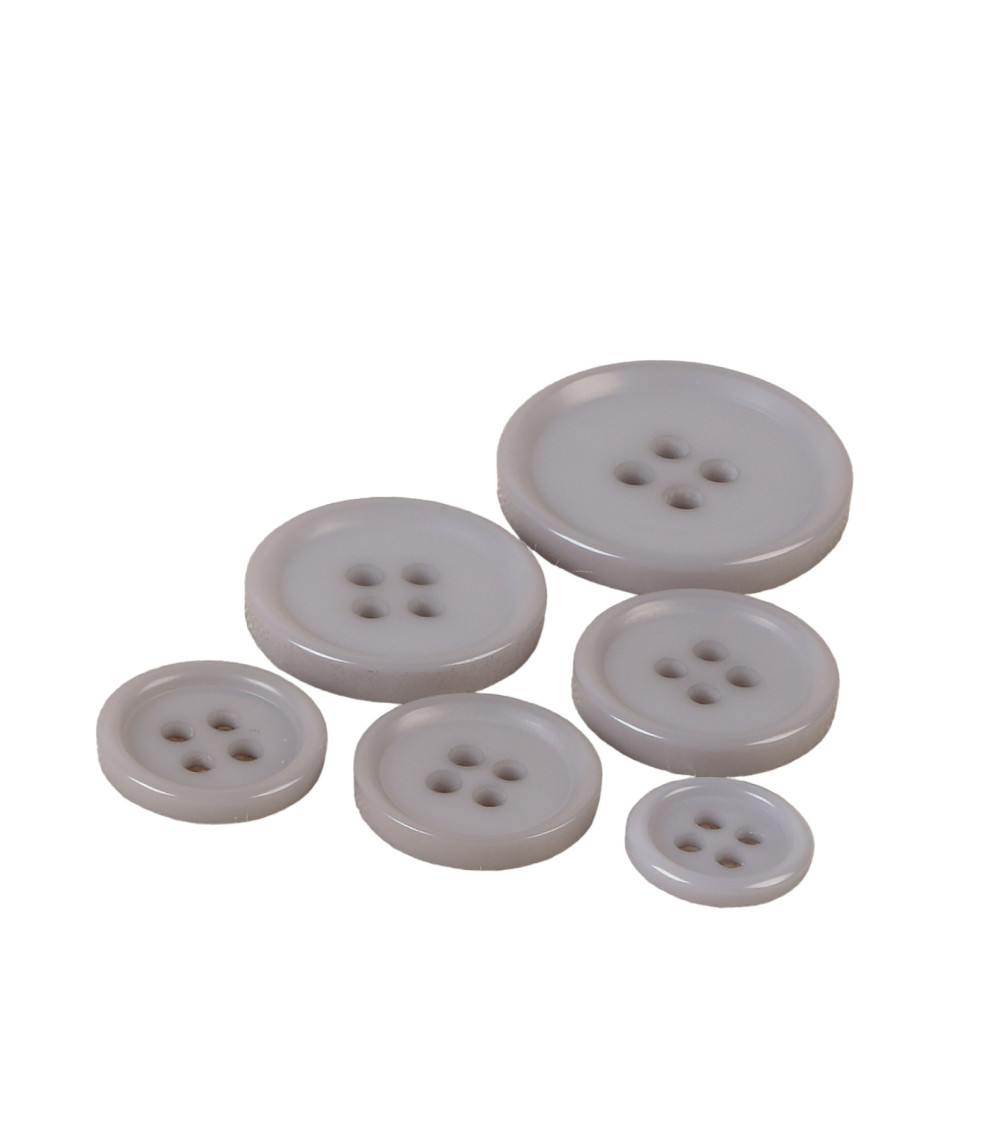 Set of 6 classic grey 4-hole round buttons