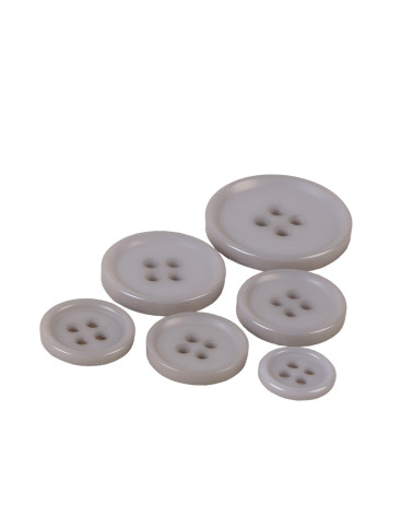 Set of 6 classic grey 4-hole round buttons