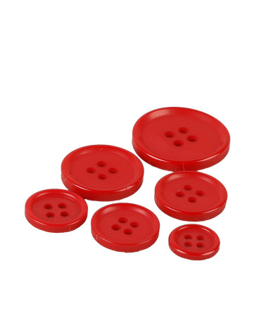 Set of 6 classic red 4-hole round buttons