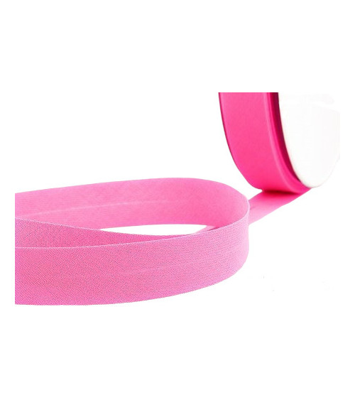 Folded bias binding all fluorescent pink fabric per meter made in France