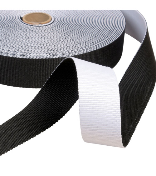 20m reel two-tone reversible strap 38mm white/black