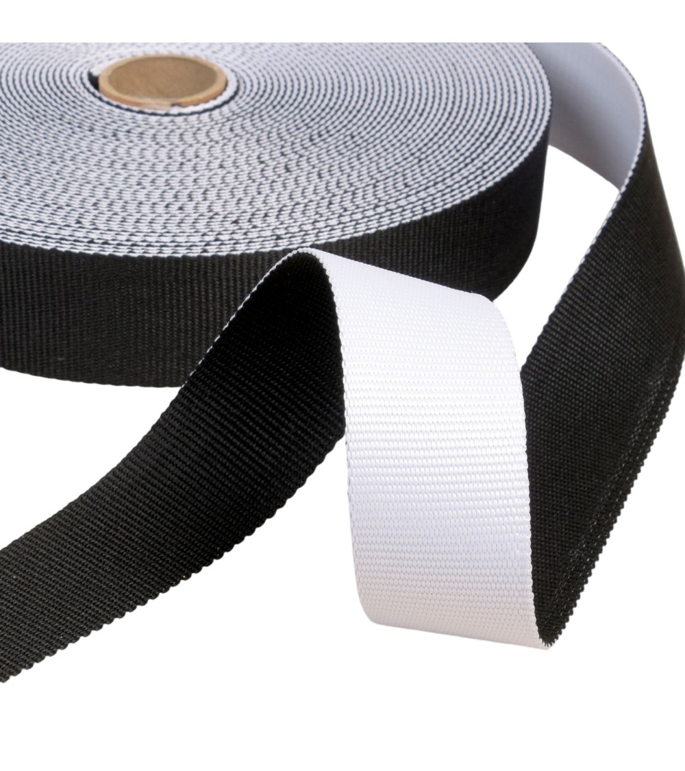 20m reel two-tone reversible strap 38mm white/black